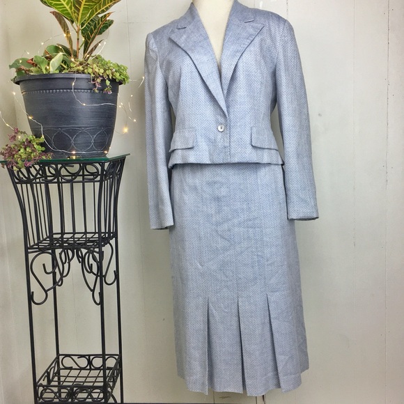 Vintage Blue & White Two Piece Suit - Picture 2 of 7
